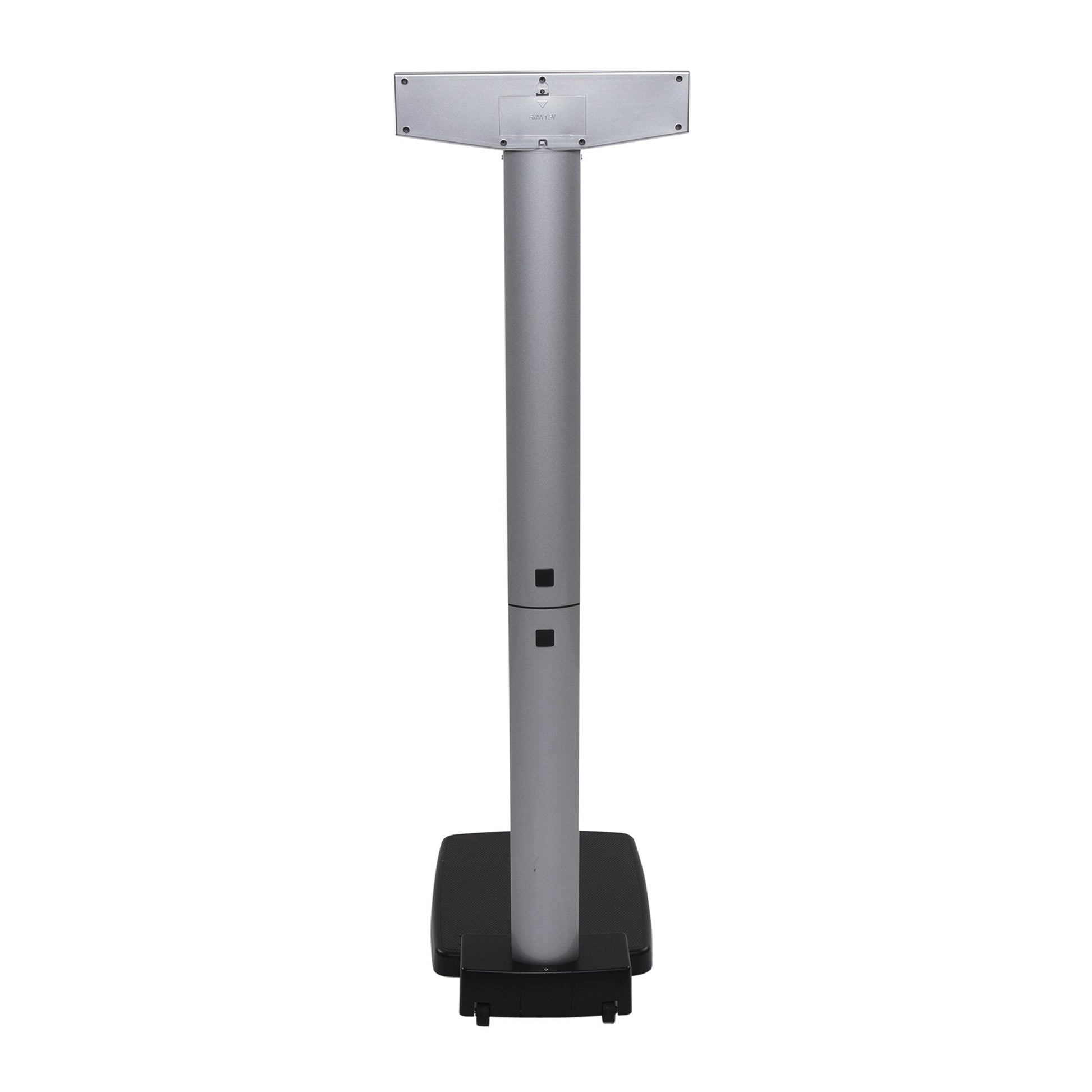 Full view of physician scale base and stainless height rod with display plate