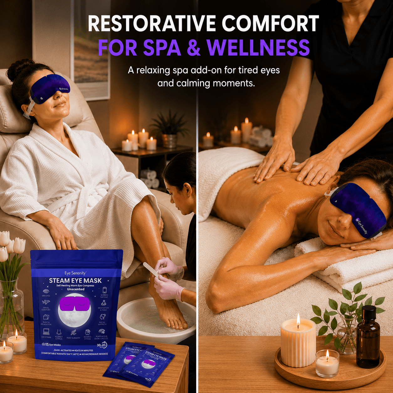 Eye Serenity Steam Eye Mask - Self-Heating Warm Eye Compress for Dry Eyes, Puffiness, Sleep & Travel Lure Essentials