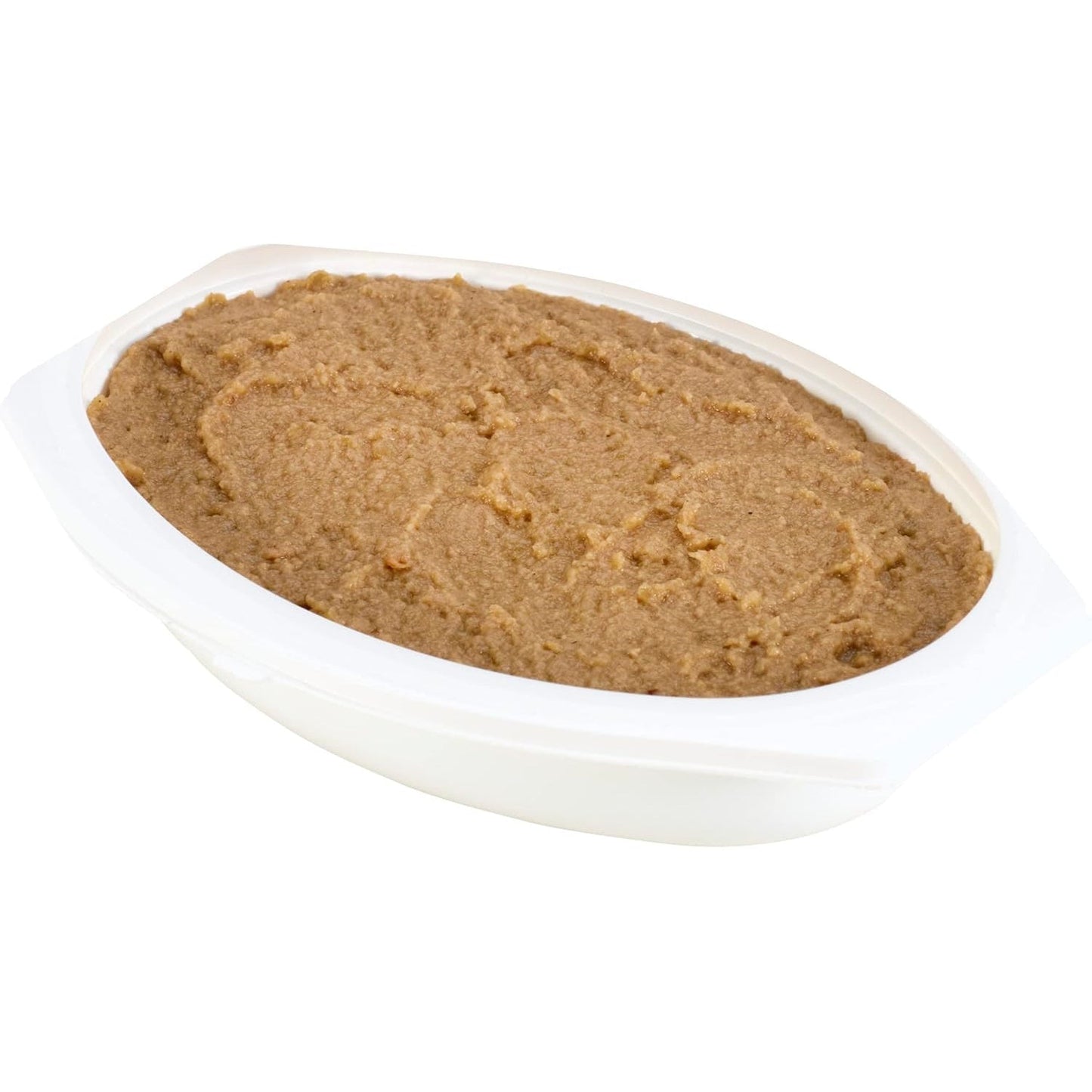 Thick roasted turkey puree in white plastic tray
