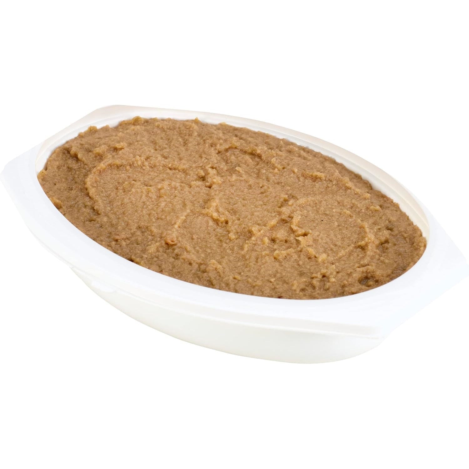 Thick roasted turkey puree in white plastic tray