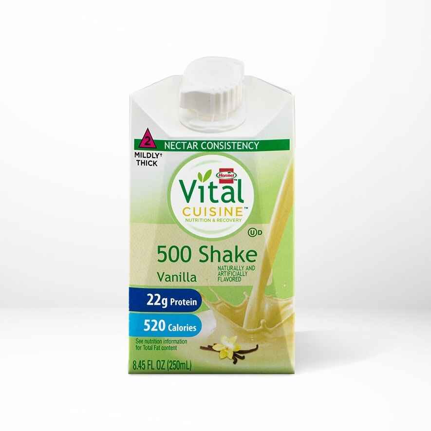 Hormel Vital Cuisine 500 Shake, vanilla—8.45 fl oz carton with nectar thick label