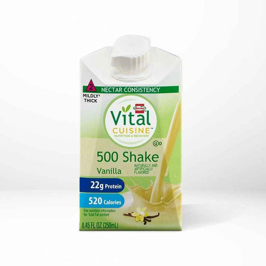 Hormel Vital Cuisine 500 Shake, vanilla—8.45 fl oz carton with nectar thick label