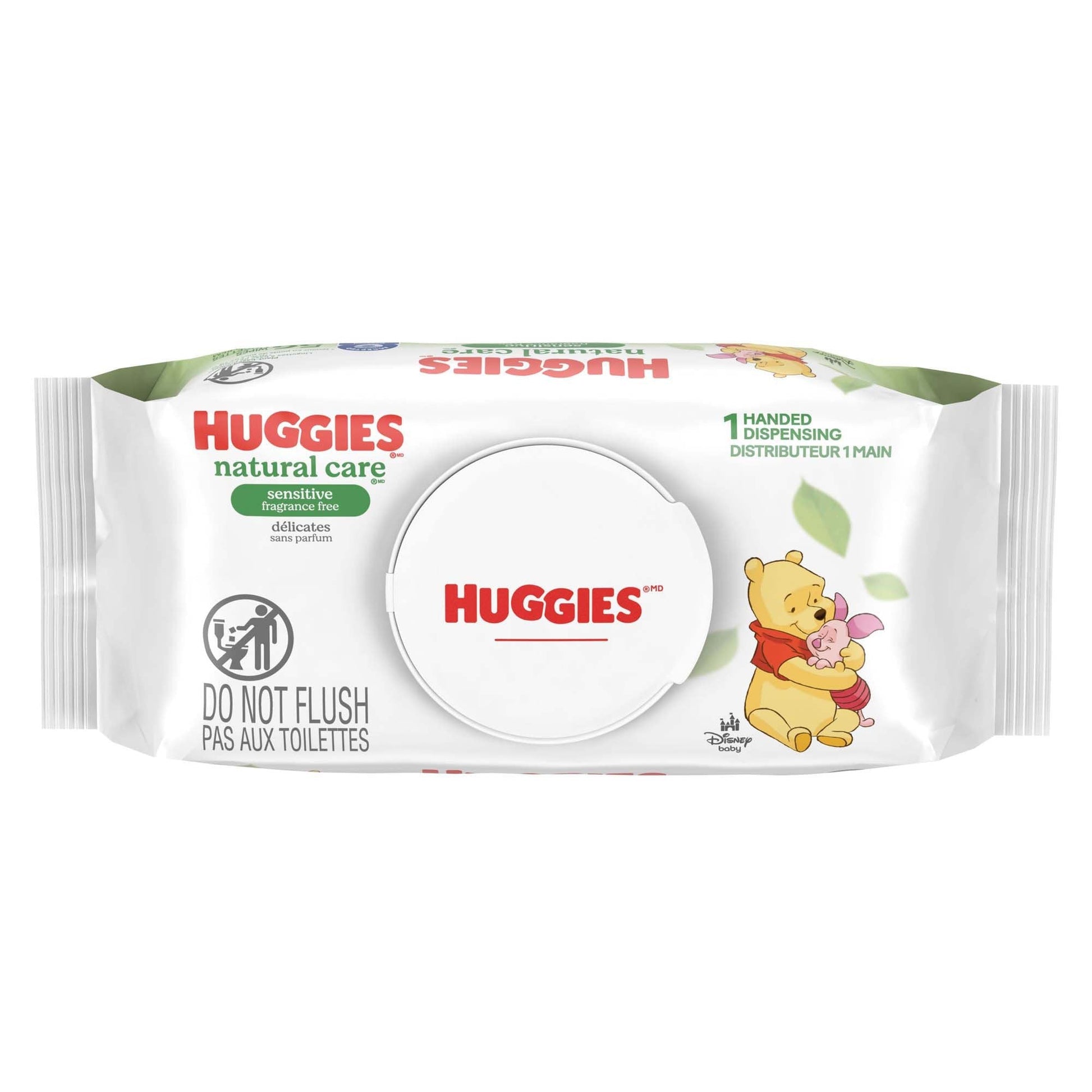 Huggies Natural Care wipes pack, 1-handed dispensing, sensitive, 56 wipes