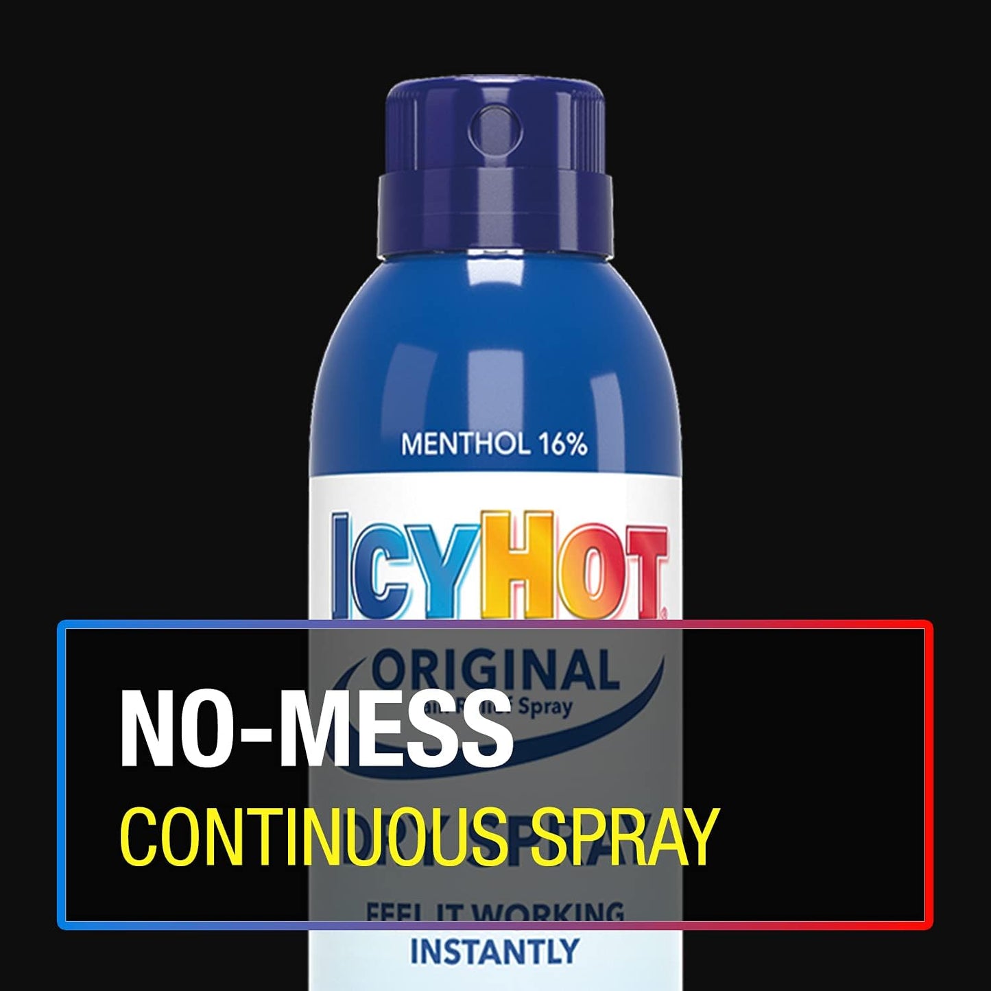 NO-MESS continuous spray label, menthol 16% dry spray