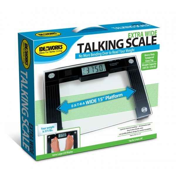 Talking bathroom scale box, extra-wide 15" platform and digital display