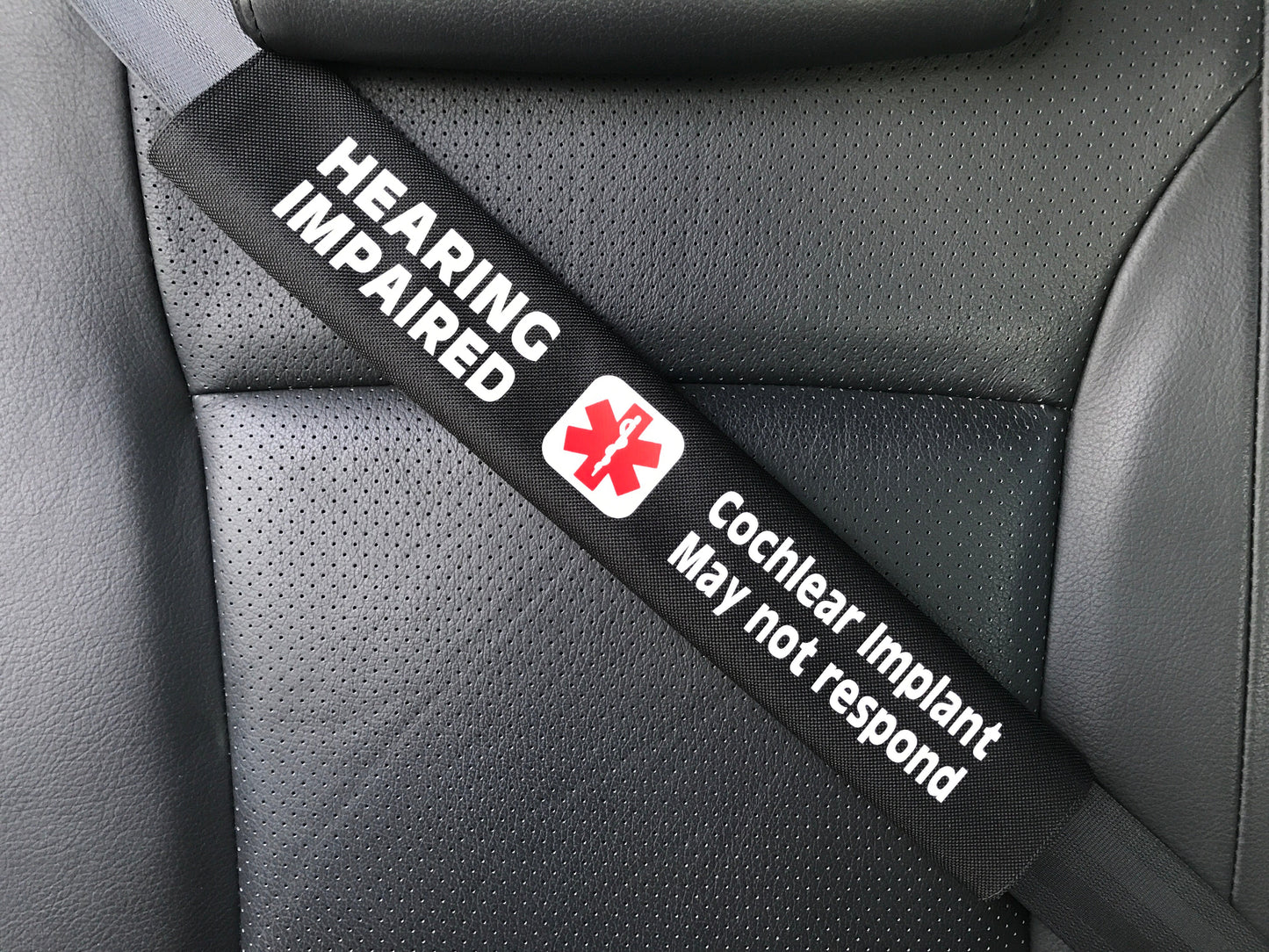 Hearing Impaired Cochlear Implant Medical Alert Seat Belt Cover