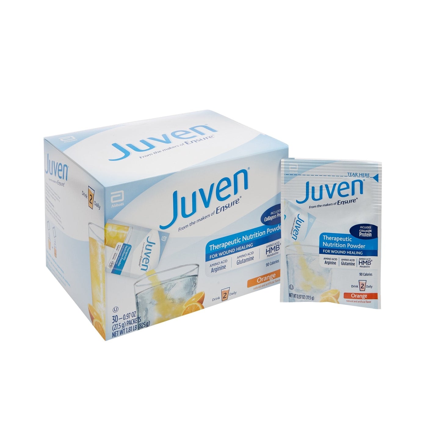 Juven orange therapeutic nutrition powder multipack with box and individual packets