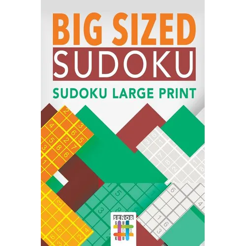 Large-print Sudoku paperback book cover with BIG SIZED SUDOKU and colorful grid art