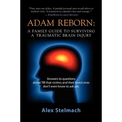 Paperback book with Adam Reborn cover, brain silhouette graphic, Alex Stelmach author name