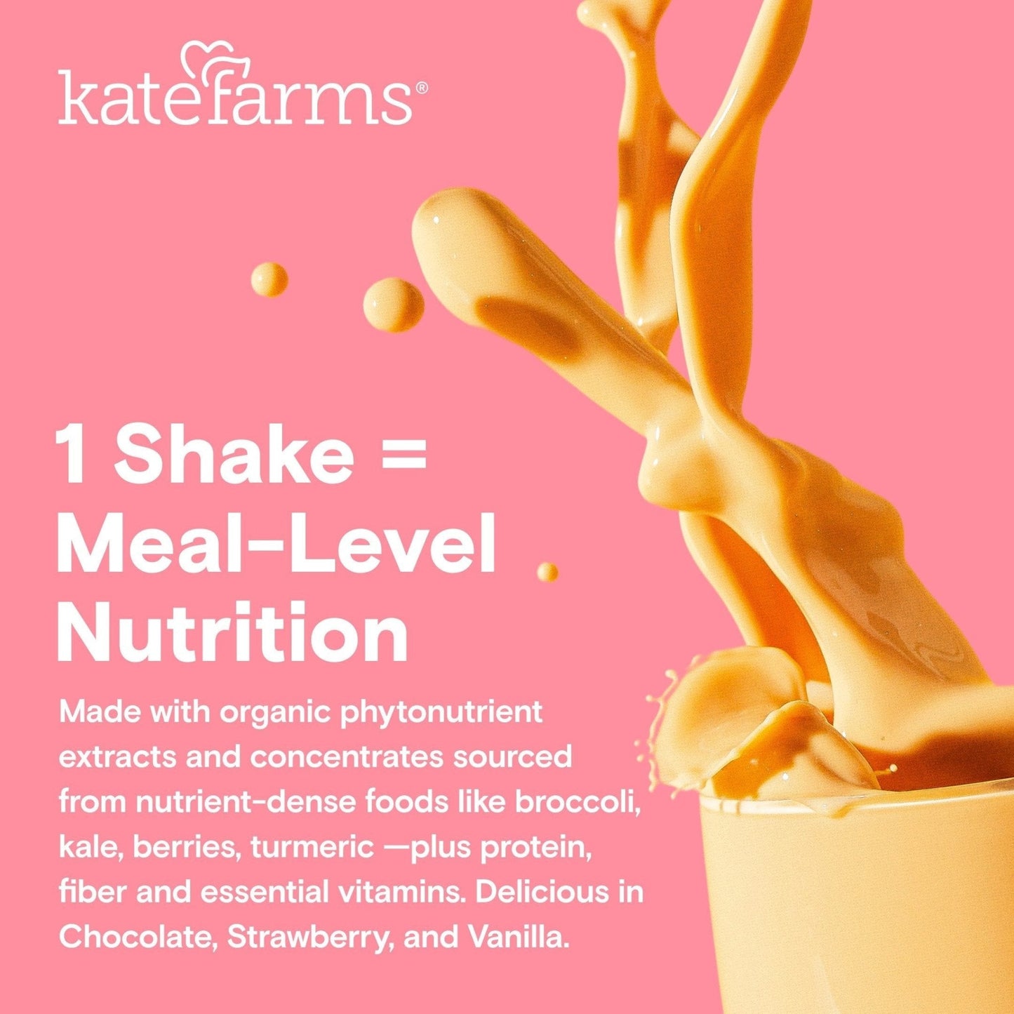 Strawberry Kids Nutrition Shake carton with creamy shake pour illustration