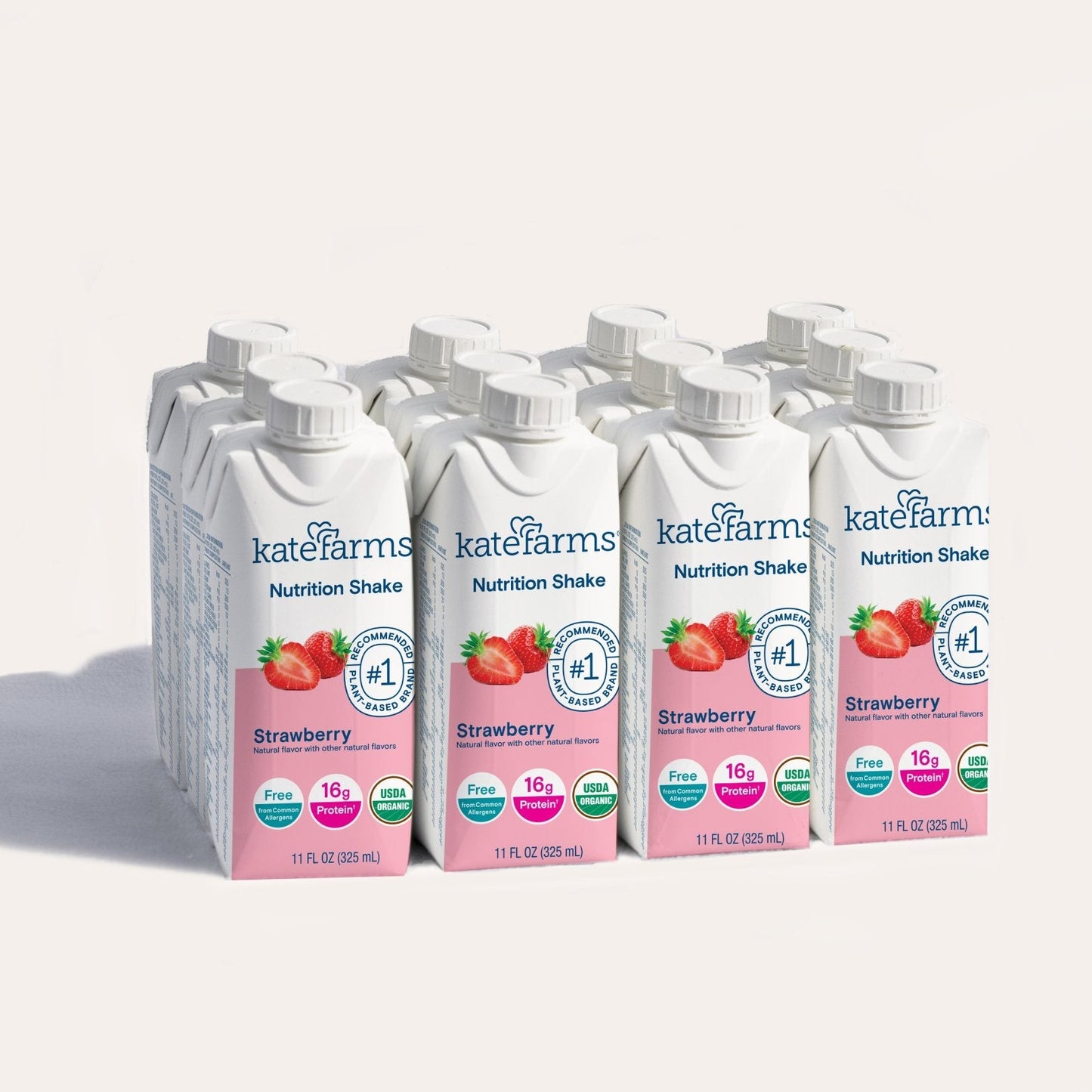 Strawberry Nutrition Shake carton multipack with #1 plant-based and USDA organic badges