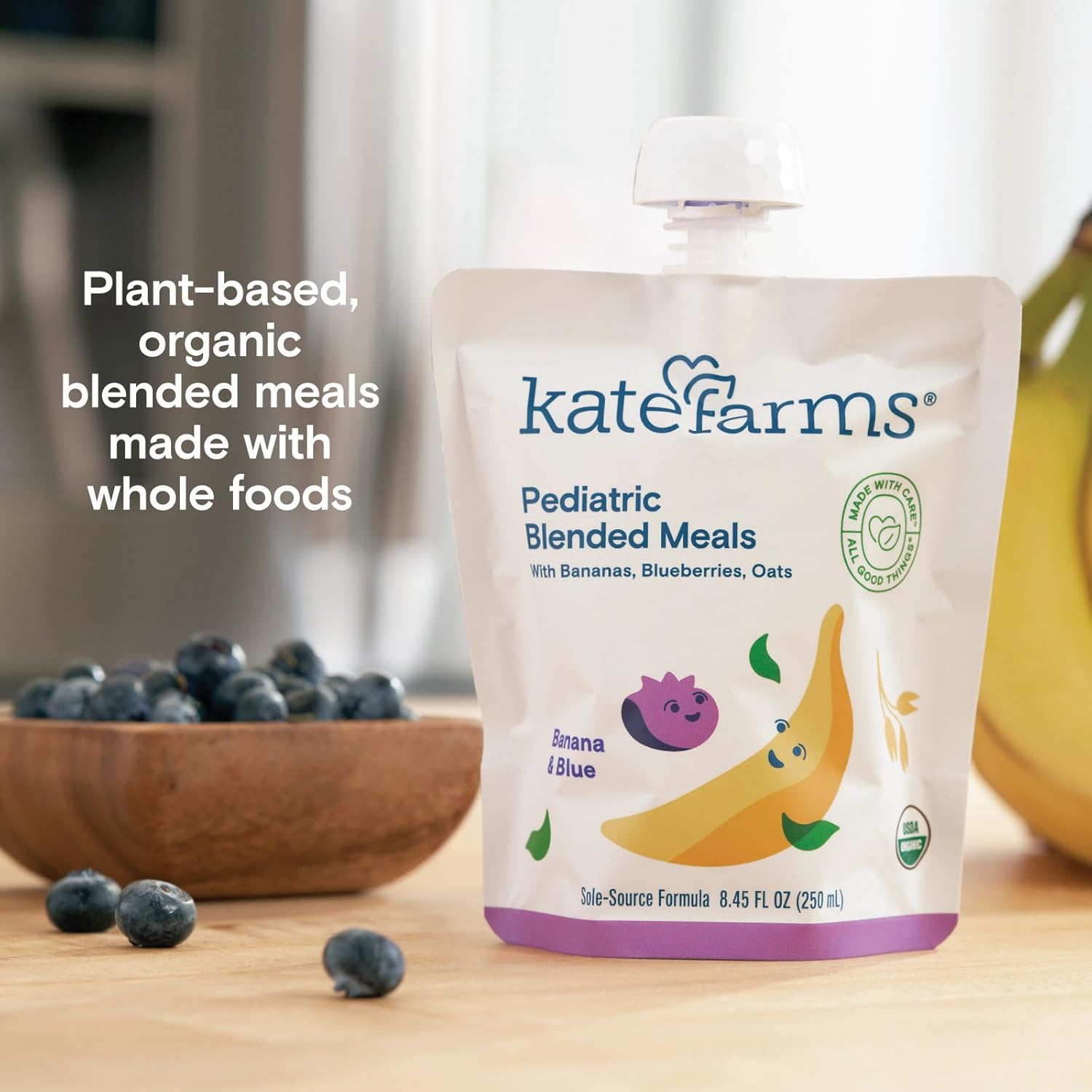 Pediatric blended meals pouch, banana & blueberry, 8.45 fl oz