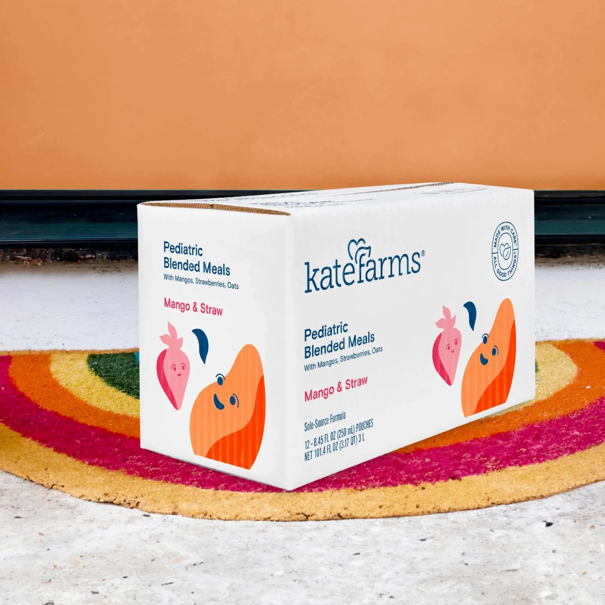 Katefarms pediatric blended meals case box, Mango & Strawberry
