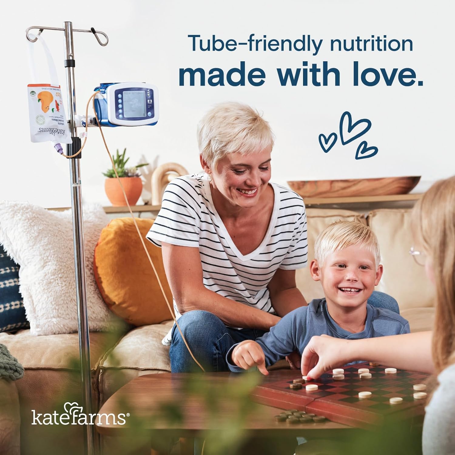 Katefarms pediatric blended meals pouch with tube-friendly nutrition label