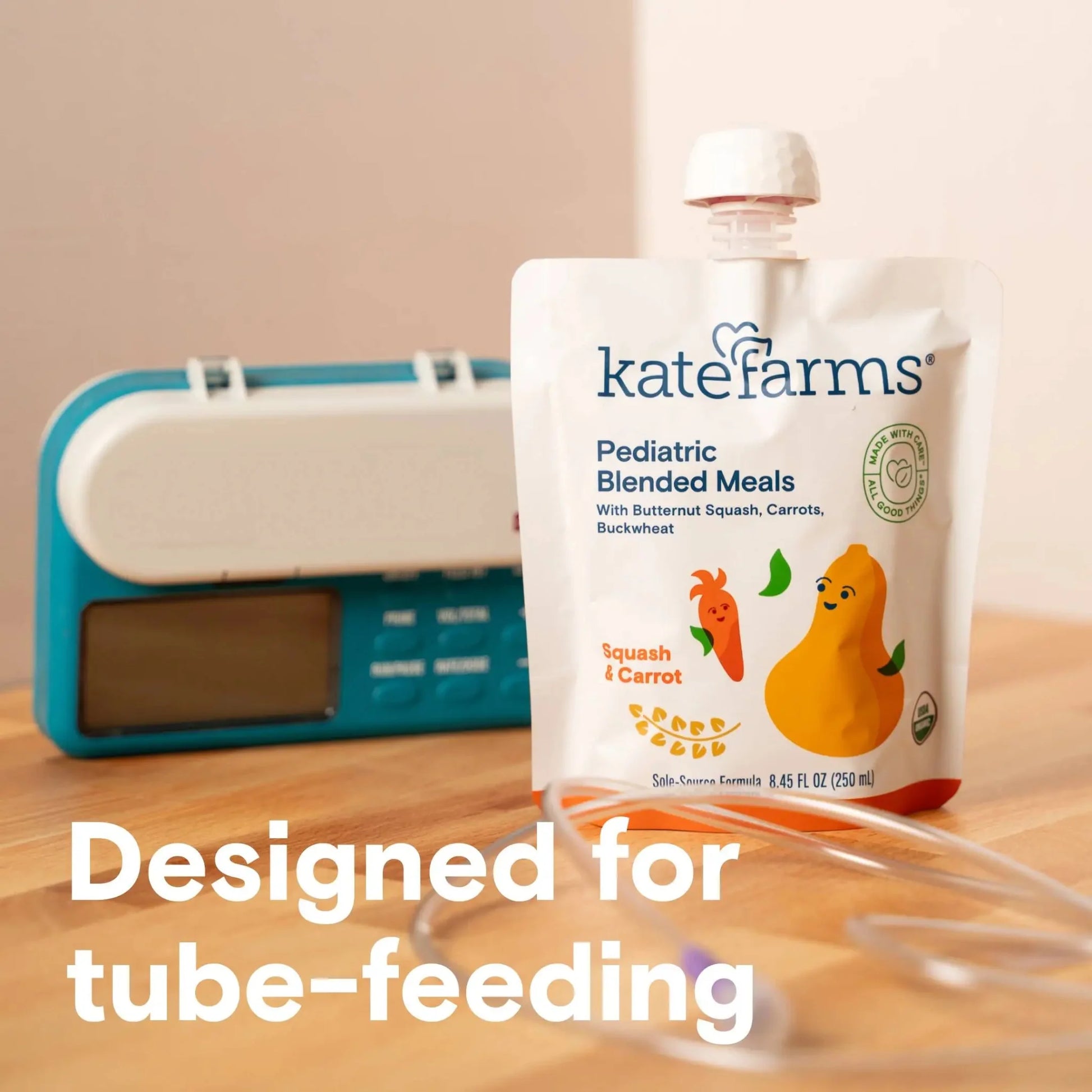Pediatric blended meals squash & carrot pouch for tube feeding
