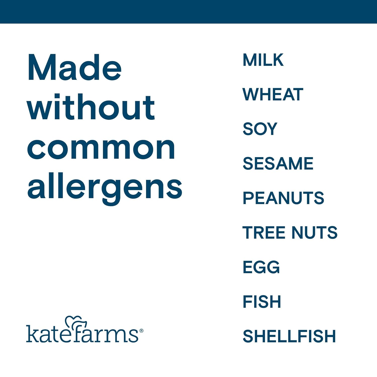 “Made without common allergens” panel for Pediatric Peptide 1.0 strawberry formula.