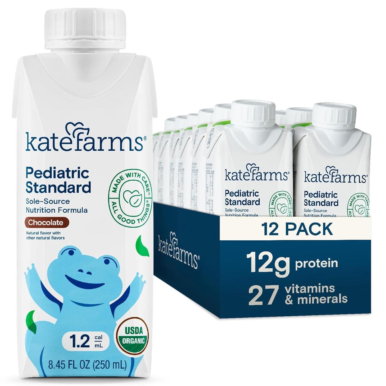 Kate Farms Pediatric Standard 1.2 chocolate formula, 12-pack cartons