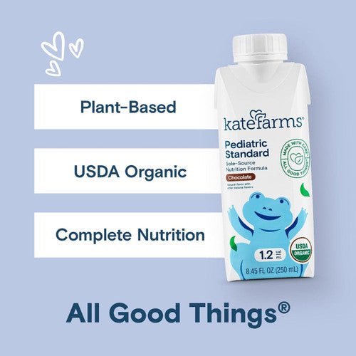 Plant-based USDA organic pediatric standard chocolate formula carton