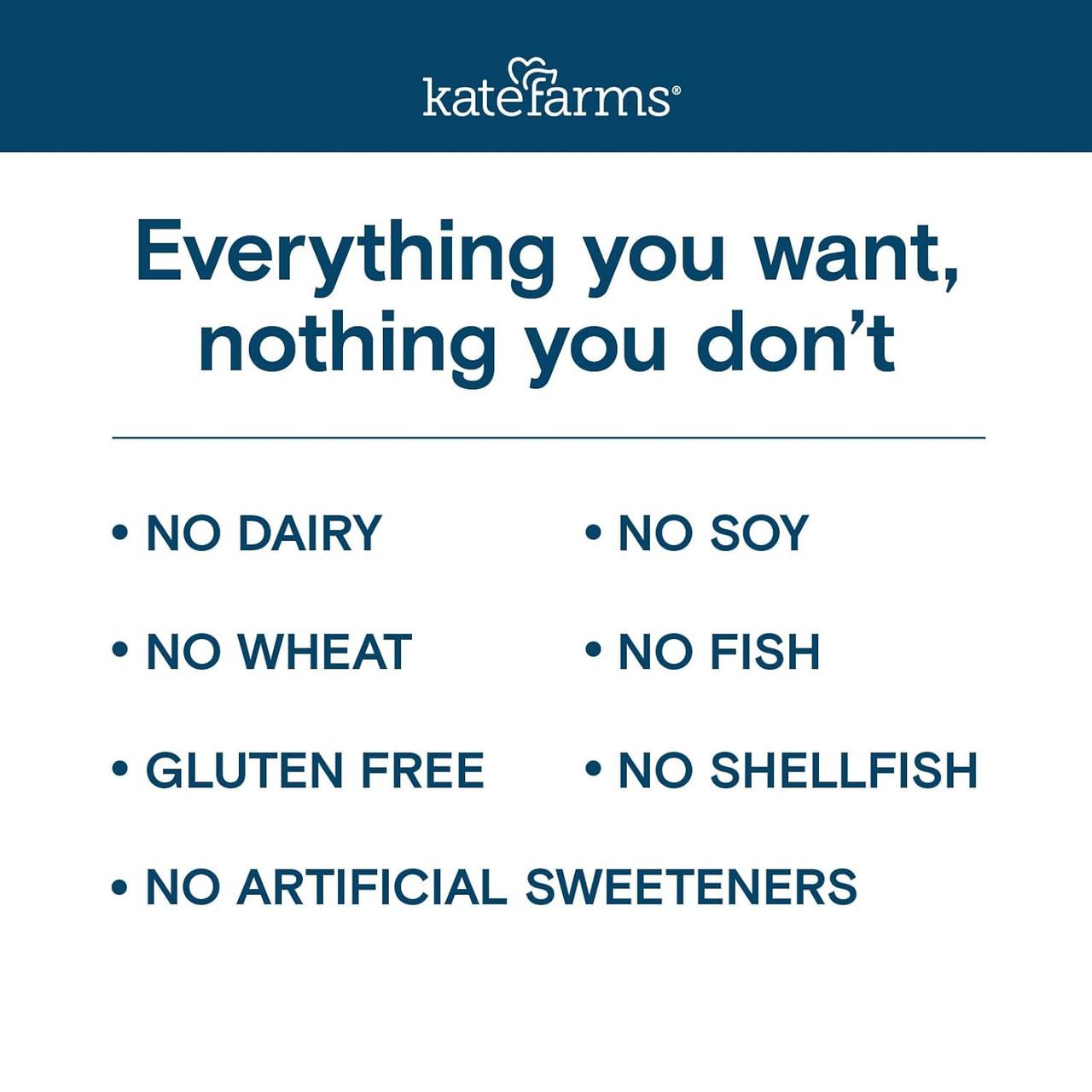 Standard 1.0 Chocolate: gluten free, no dairy/soy/wheat/fish/shellfish; no artificial sweeteners