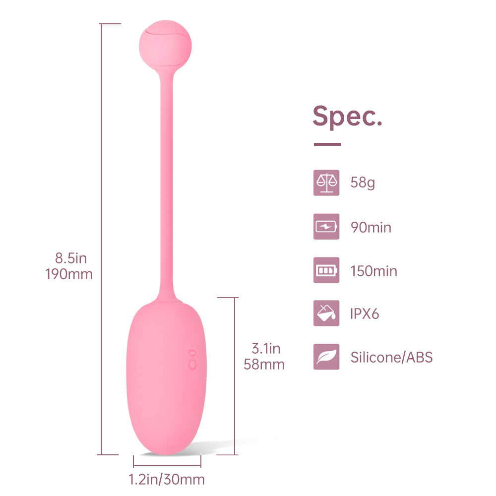 Kegel Coach pink silicone pelvic floor trainer with egg-shaped base and short stem