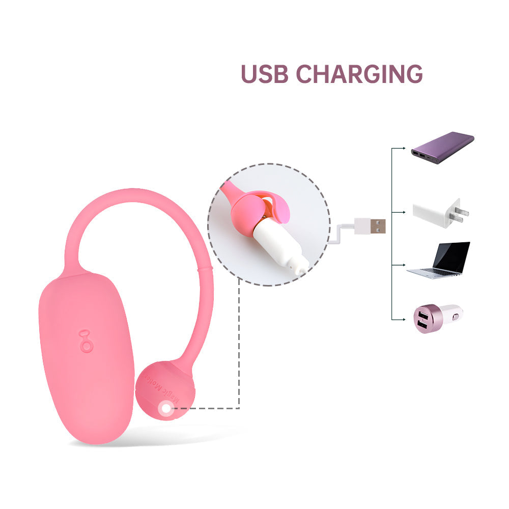 Kegel Coach pink silicone pelvic floor trainer with USB charging cable