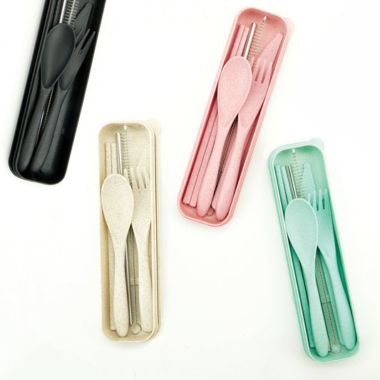 Krumbs Kitchen Wheat Straw On-The-Go Utensil Set