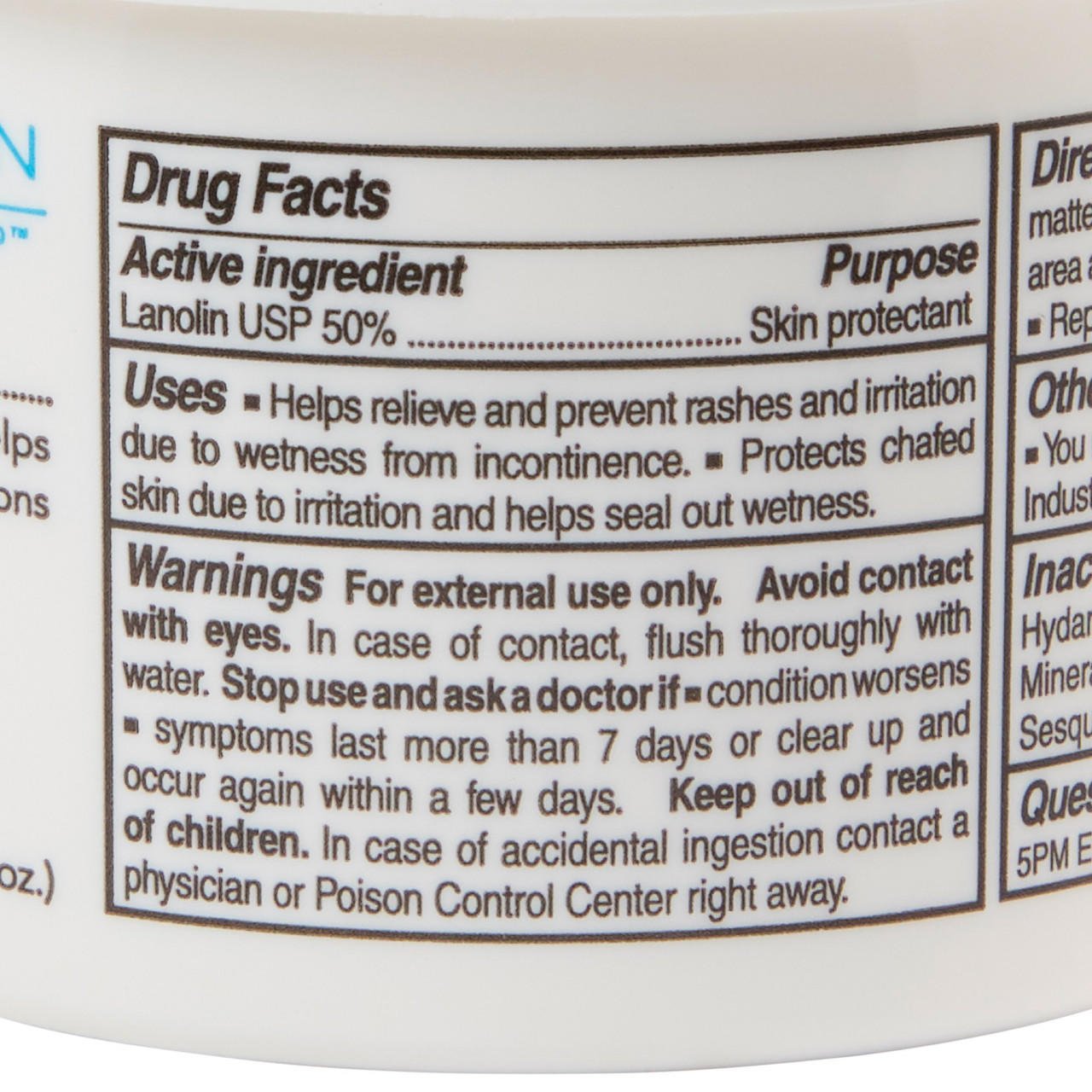 Drug Facts label: Lanolin USP 50% skin protectant
