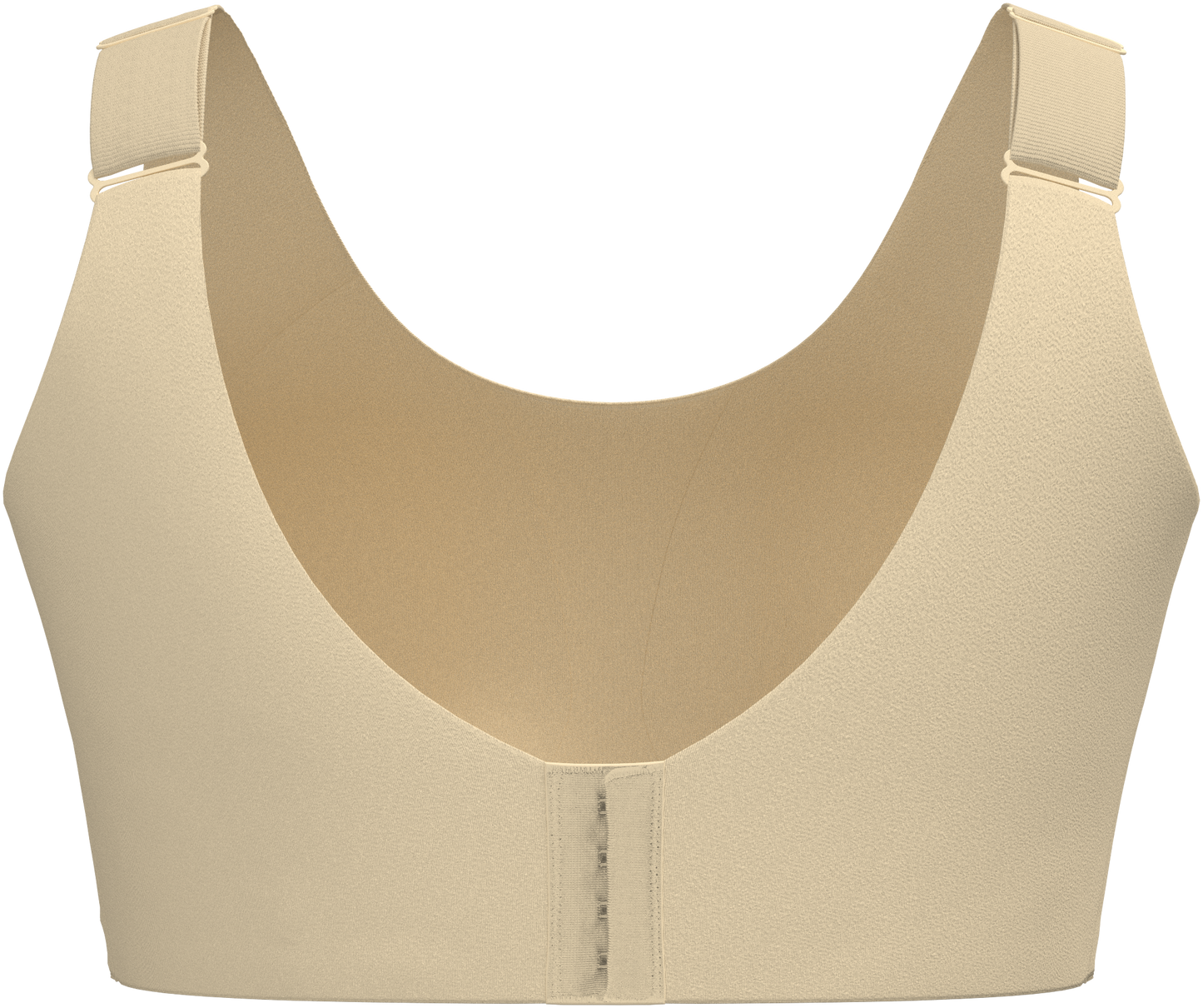 Nude scoop-neck bralette with center front snap closure
