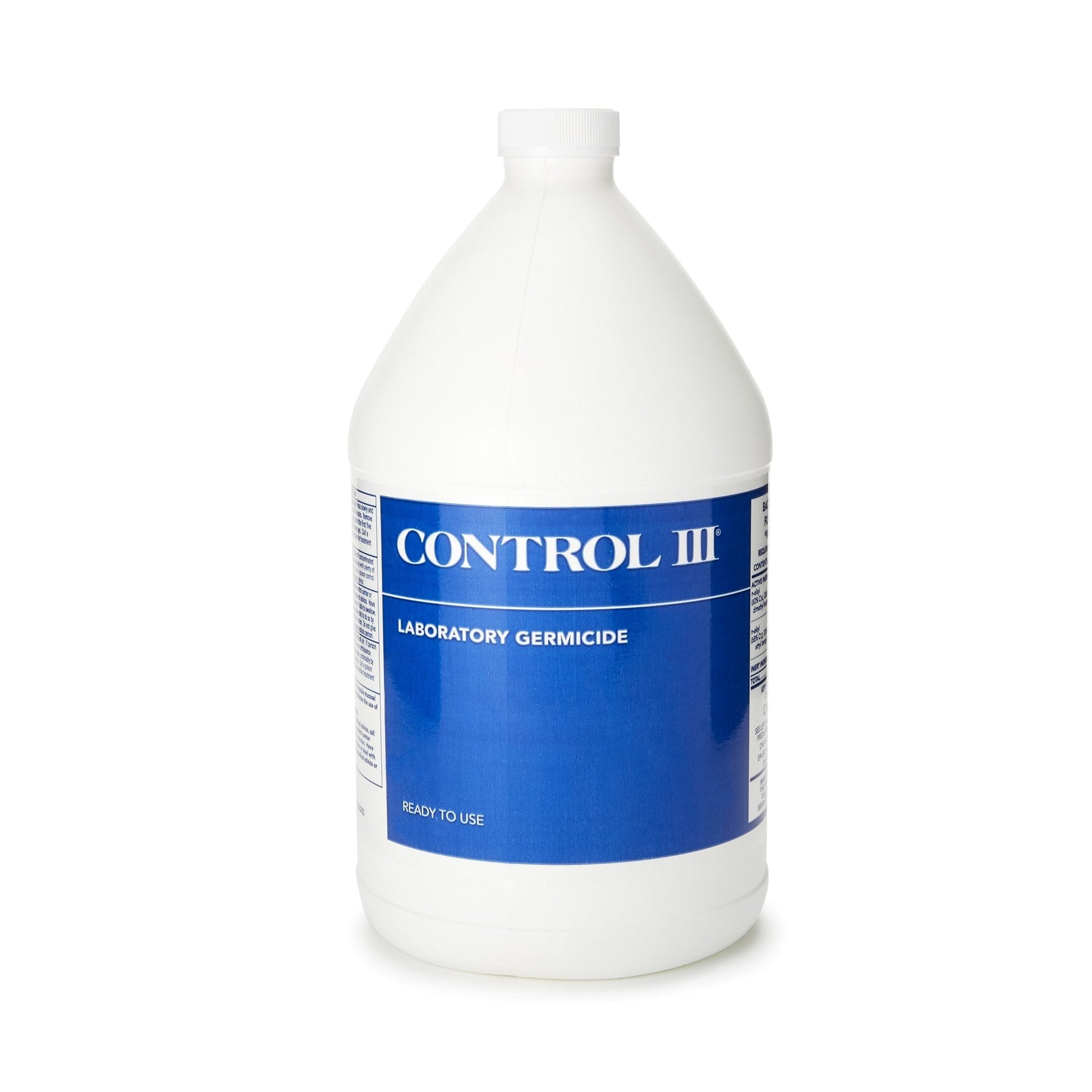 CONTROL III laboratory germicide ready-to-use disinfectant bottle, white with blue label