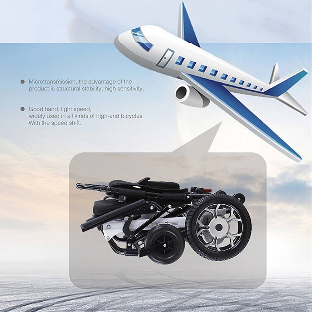 Mate Lightweight Foldable Electric Wheelchair: Compact, dual-motor design for easy transport and mobility.