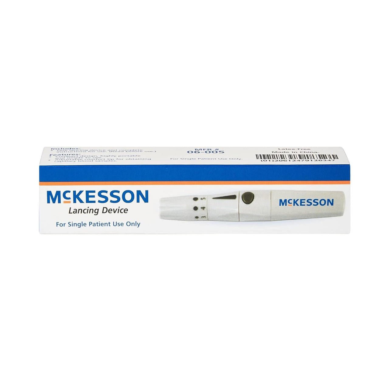 McKesson lancing device package labeled for single patient use only
