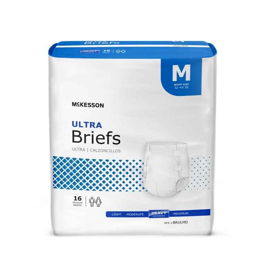Adult brief underwear, McKesson Ultra, size M, pack of 16