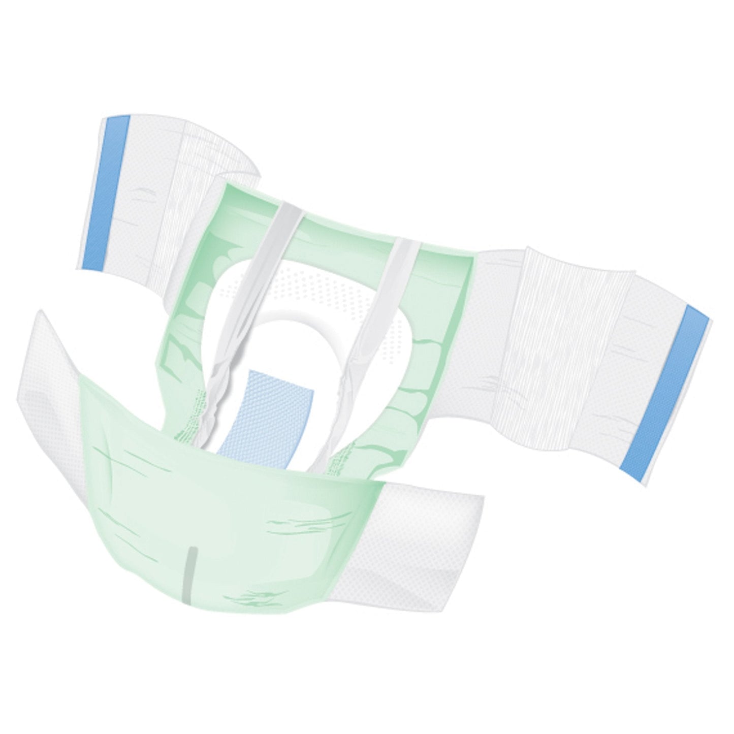 Light green adult briefs, Ultra Plus I Stretch, side view with leg openings