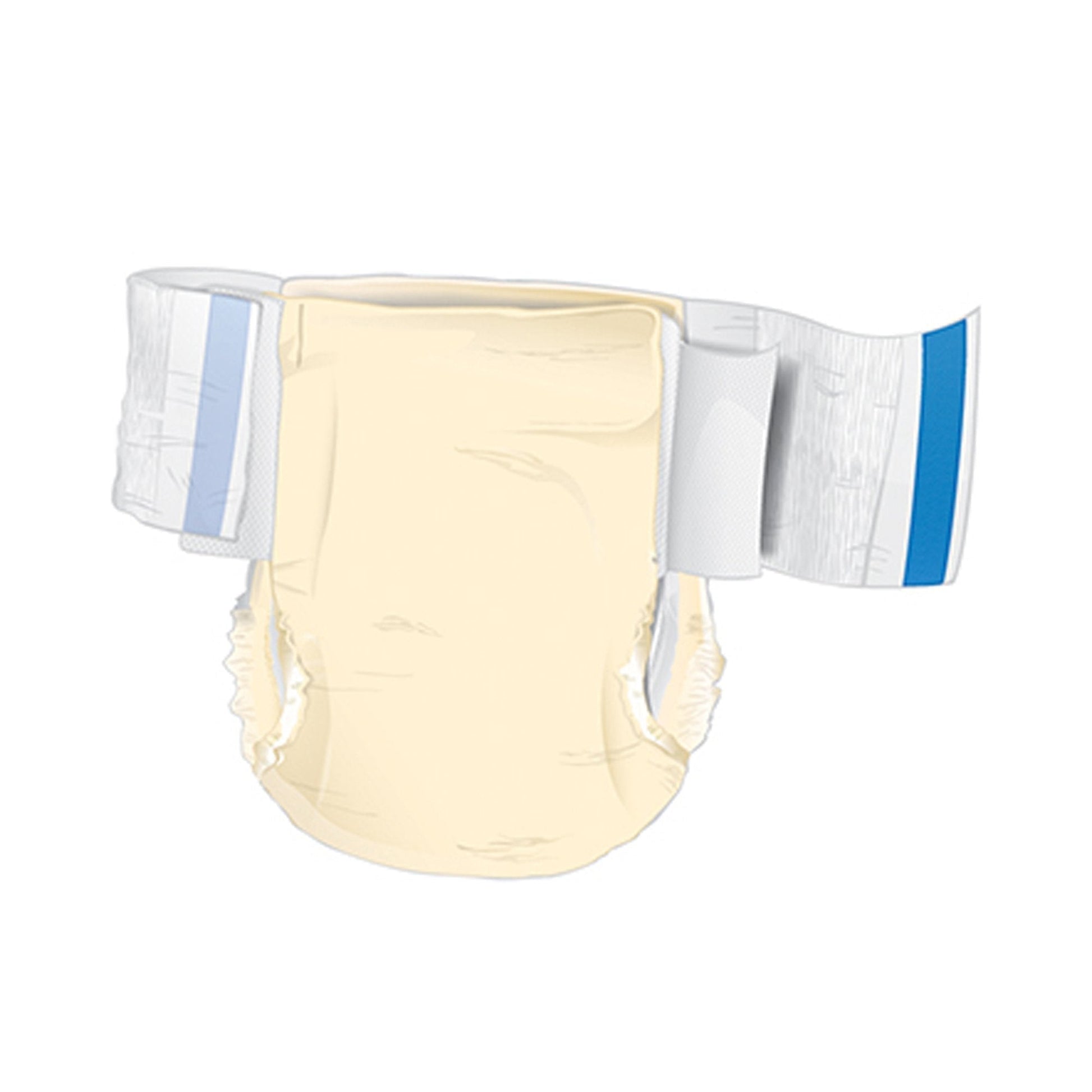 Light yellow adult briefs, Ultra Plus I Stretch, front view with elastic waistband