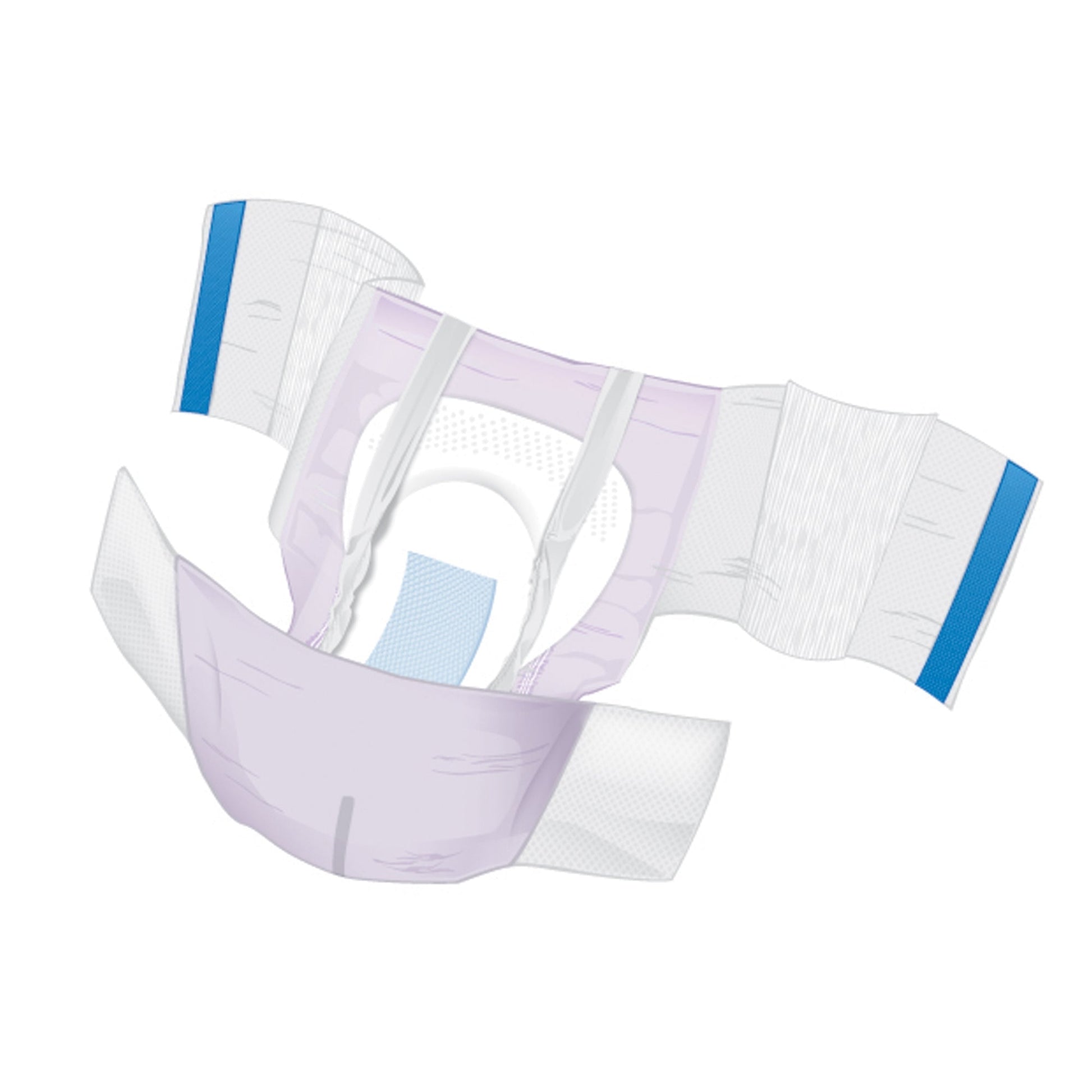 Light purple adult briefs, Ultra Plus I Stretch, side view with leg openings
