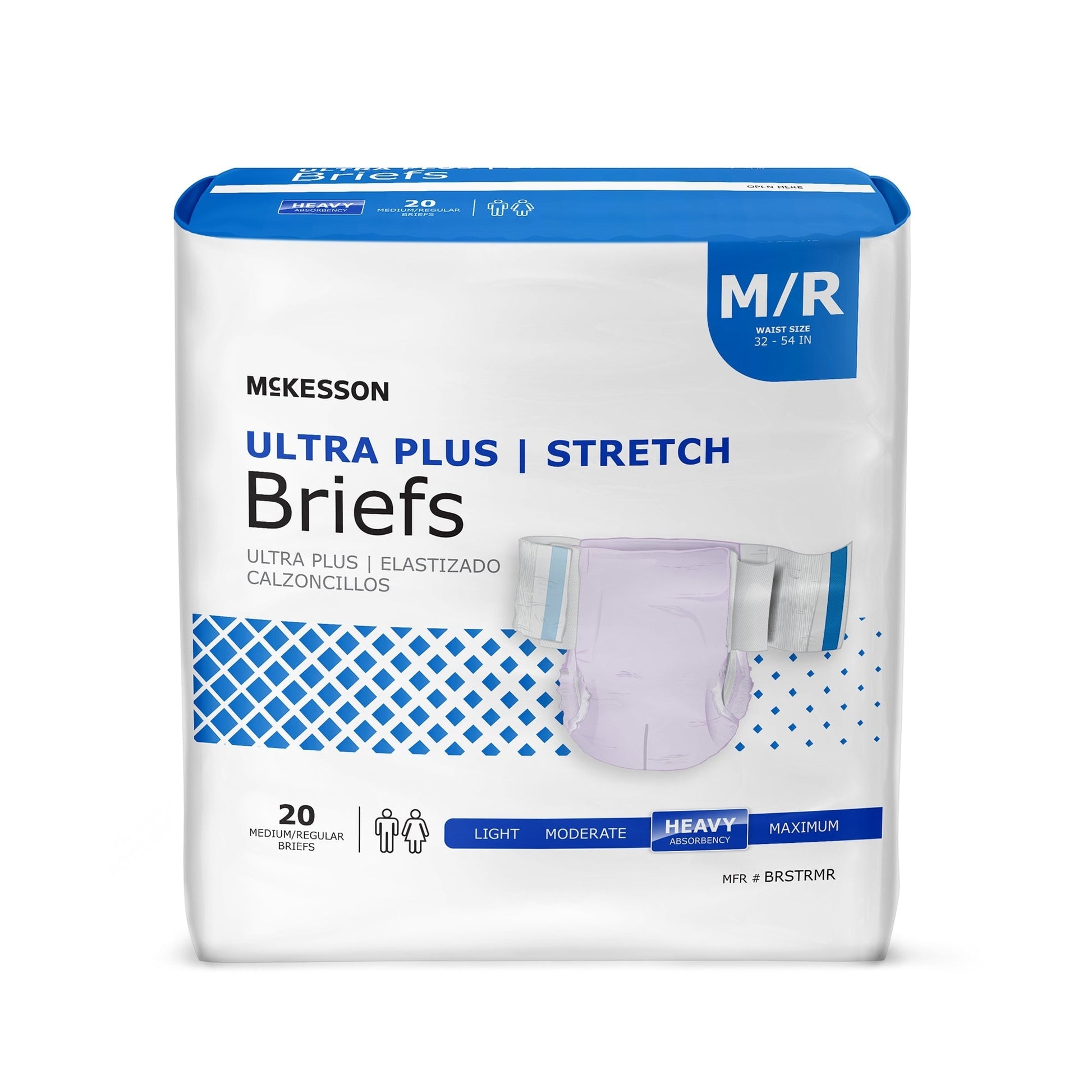 McKesson Ultra Plus I Stretch adult briefs, M/R, light purple, 20 count pack