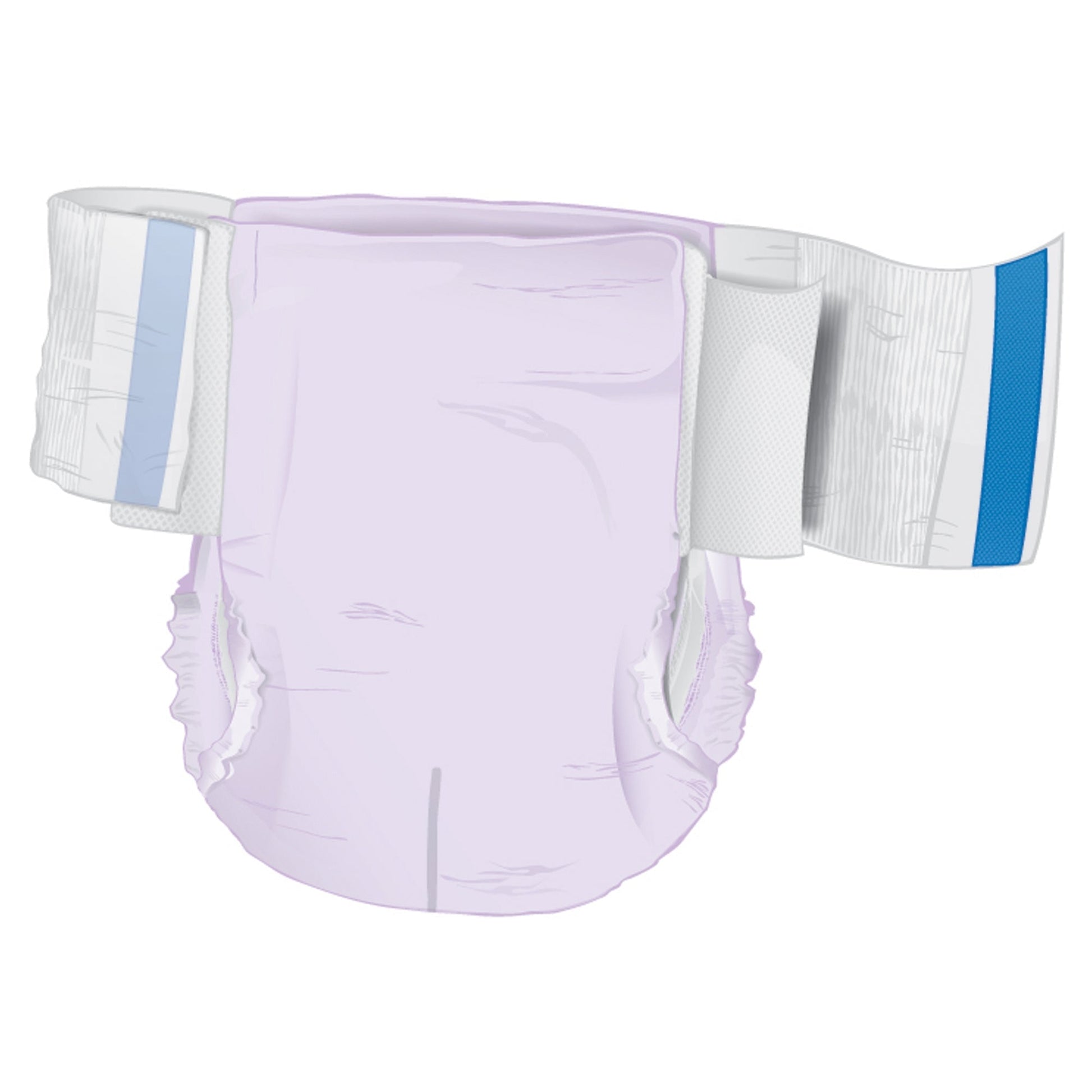 Light purple adult briefs, Ultra Plus I Stretch, with elastic waist panels