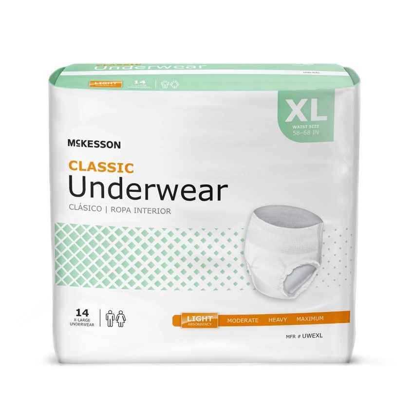Classic adult pull-up underwear, XL size (58–68 in), light absorbency (14 count)