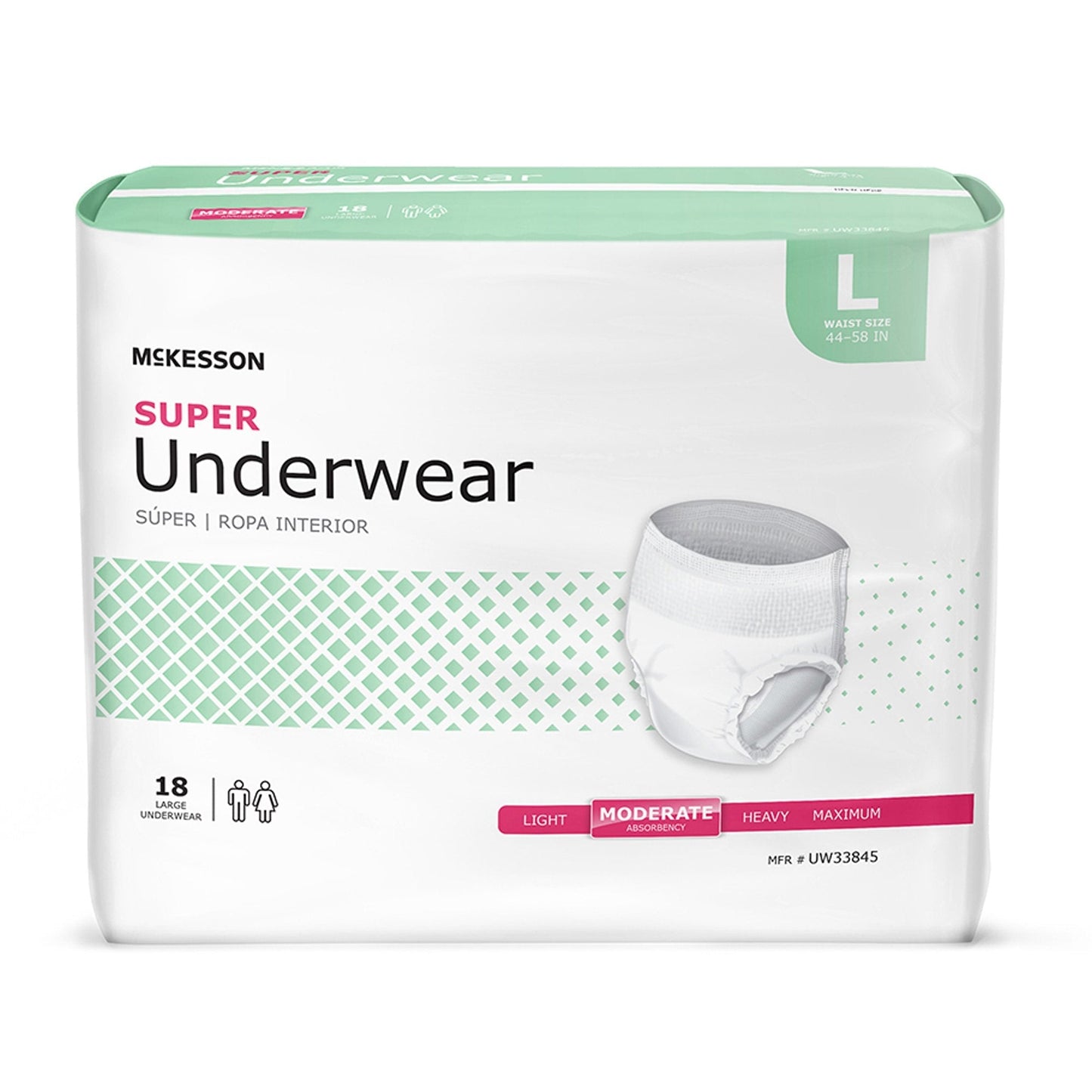 McKesson Super Underwear size L, 18 count adult pull-up package