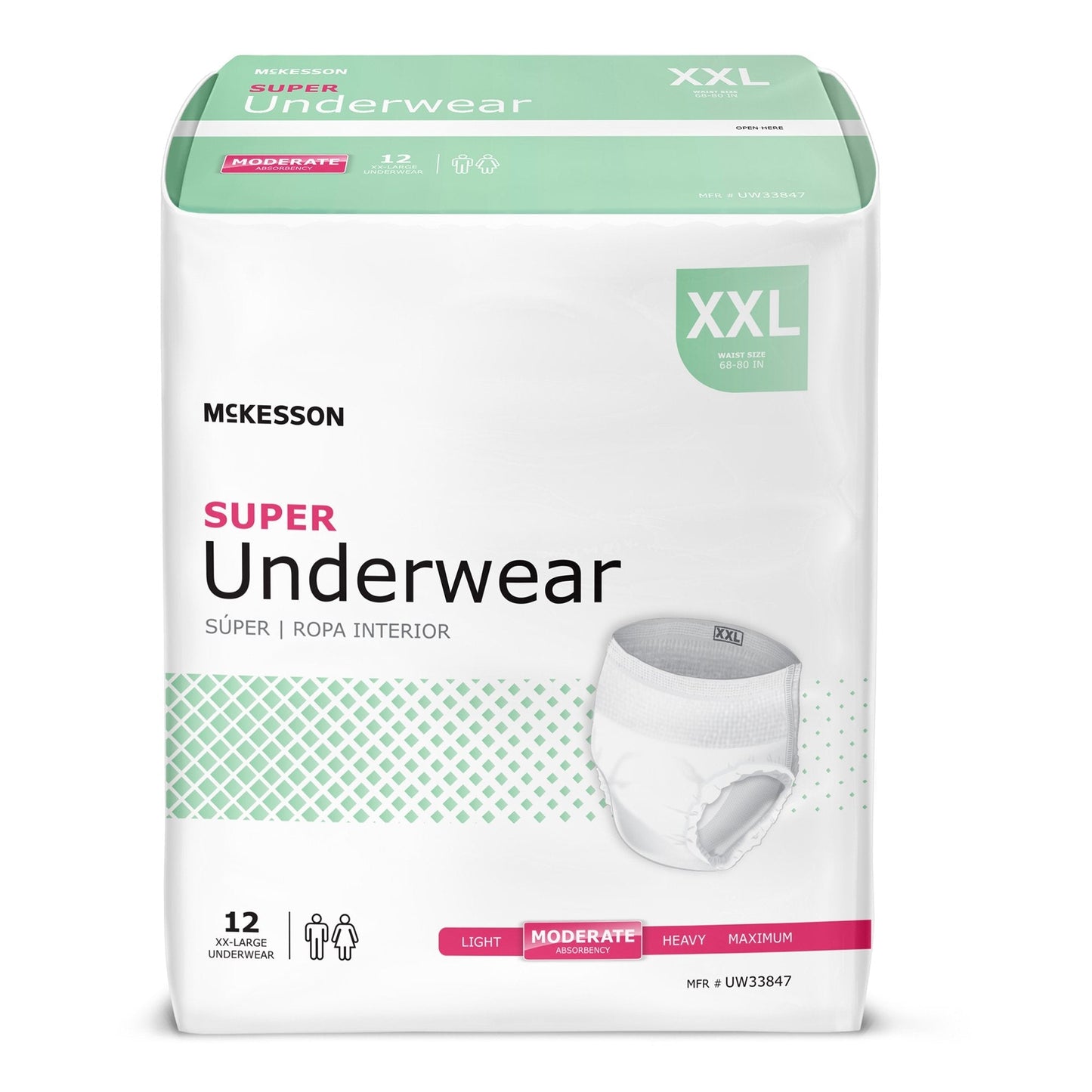 McKesson Super Underwear size XXL, 12 count adult pull-up package
