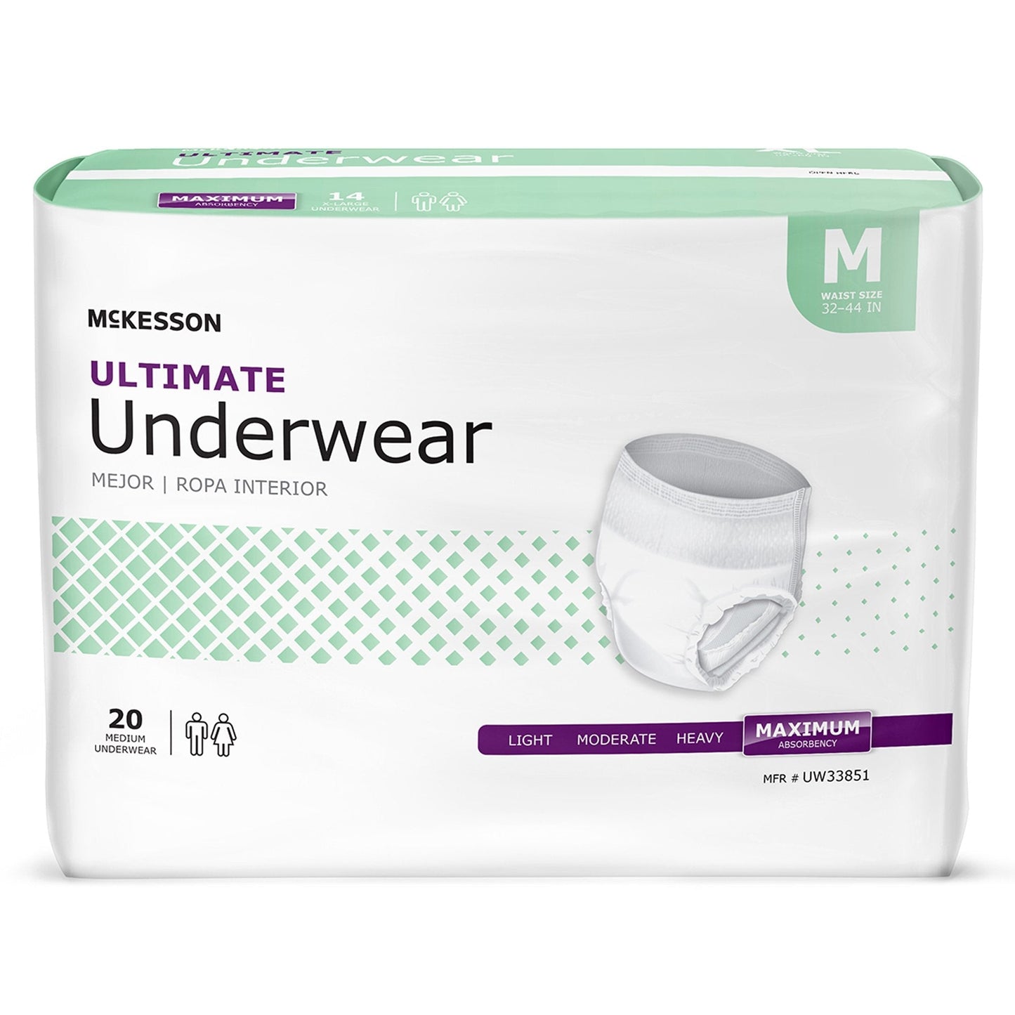 Ultimate pull-up underwear size M (32–44 in), maximum absorbency, 20-count pack