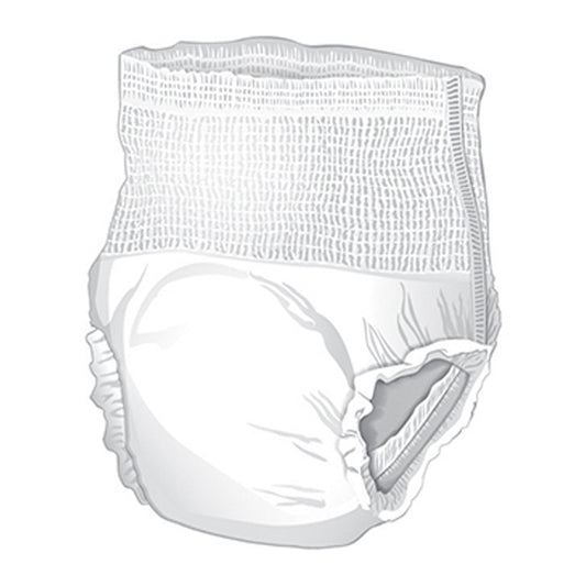 White pull-up underwear with elastic waistband and absorbent pad