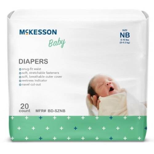 McKesson newborn baby diapers, size NB, pack of 20