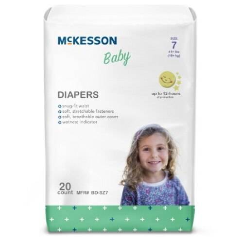 McKesson Baby diapers, size 7, 20-count package with front label