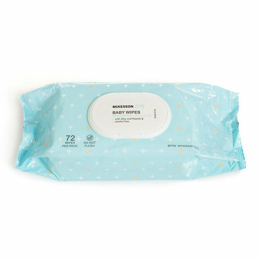 Unscented baby wipes pack, 72 wipes per pack in blue wrapper