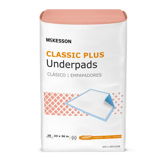 Classic Plus underpads pack, 23 x 36 in size, front label