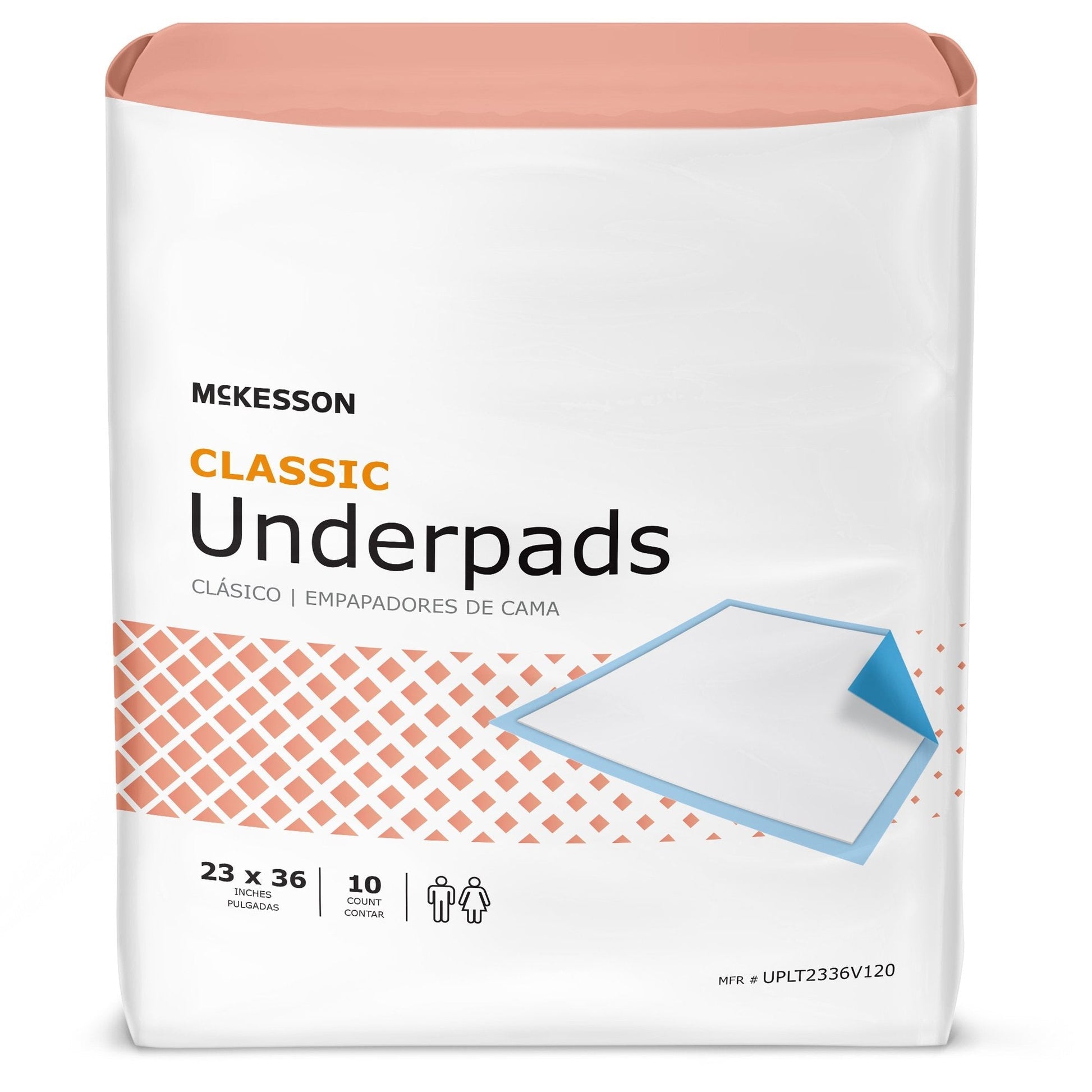 Classic underpads pack, 23 x 36 in size, front label