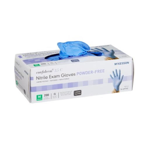 Powder-free nitrile exam gloves, M size, blue gloves in box