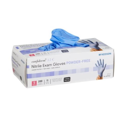Powder-free nitrile exam gloves, S size, blue gloves on box