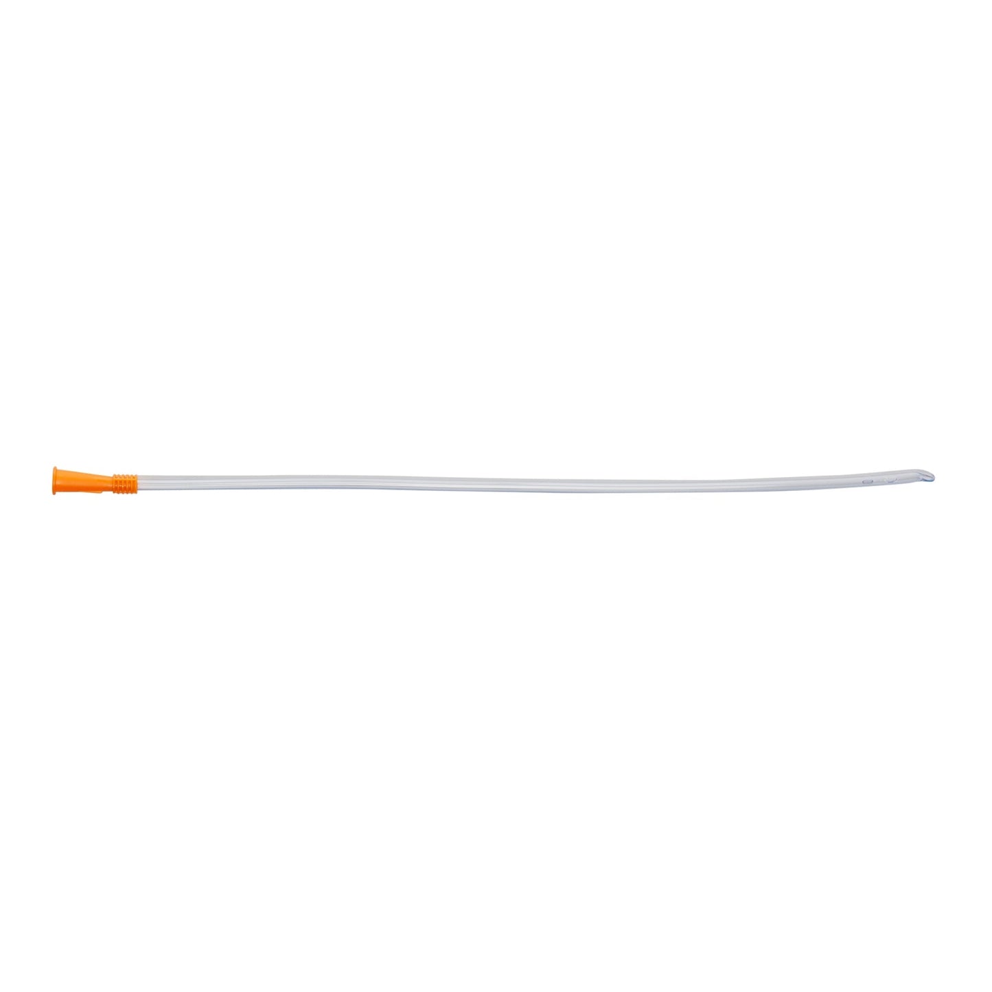 16 in coude tip intermittent urethral catheter, uncoated, orange connector
